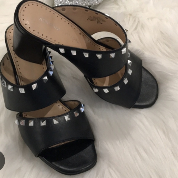 Adrienne Vittadini Black Sandals with Silver Studs - Picture 1 of 9